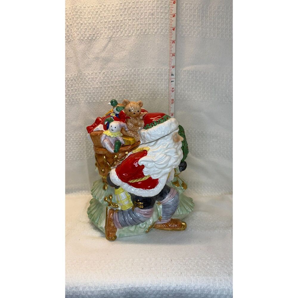 Vintage Santa Cookie Jar with Christmas Tree & Toys